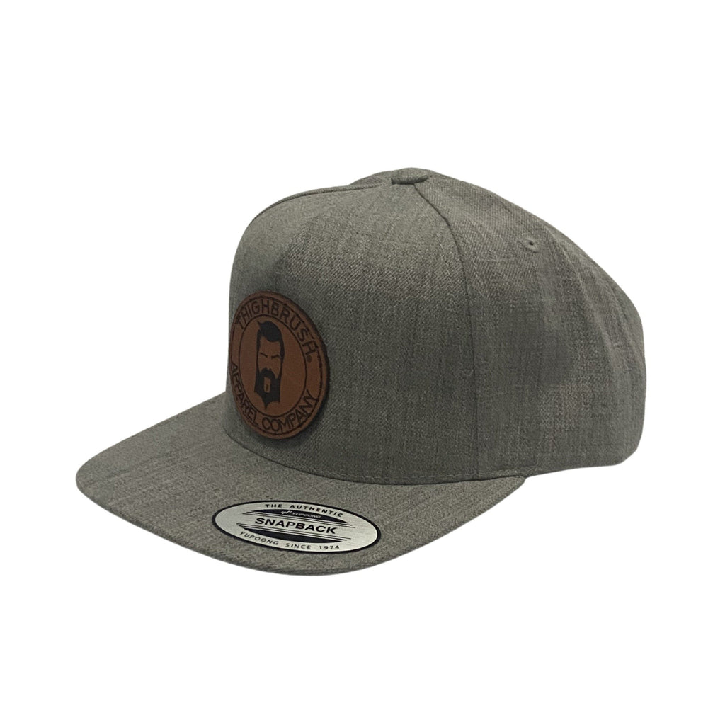 THIGHBRUSH® APPAREL COMPANY - Wool Blend Snapback Hat with Leather Patch - Heather Grey - Flat Bill - 