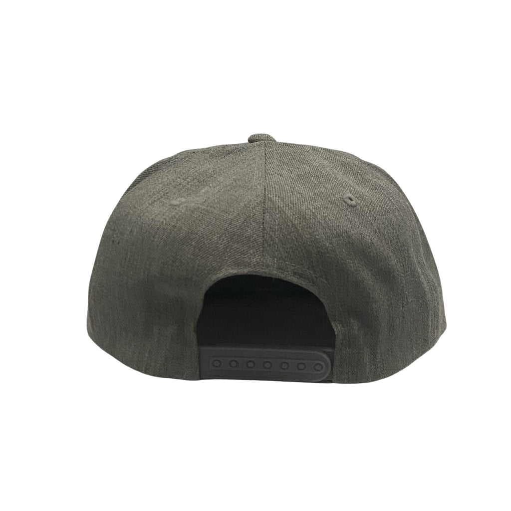 THIGHBRUSH® APPAREL COMPANY - Wool Blend Snapback Hat with Leather Patch - Heather Grey - Flat Bill - 