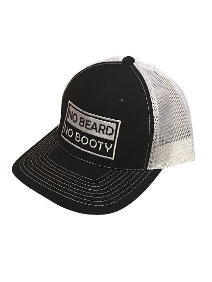 THIGHBRUSH® "NO BEARD, NO BOOTY" - Trucker Snapback Hat  - Black and White