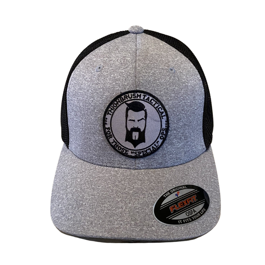 THIGHBRUSH® TACTICAL - FOR THOSE SPECIAL OPS - Trucker OSFA Mesh FlexFit Hat - Light Grey and Black
