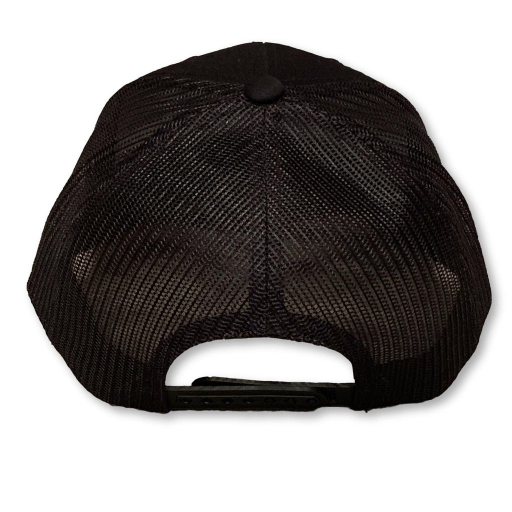 THIGHBRUSH® - Trucker Snapback Hat - Black on Black with White - 