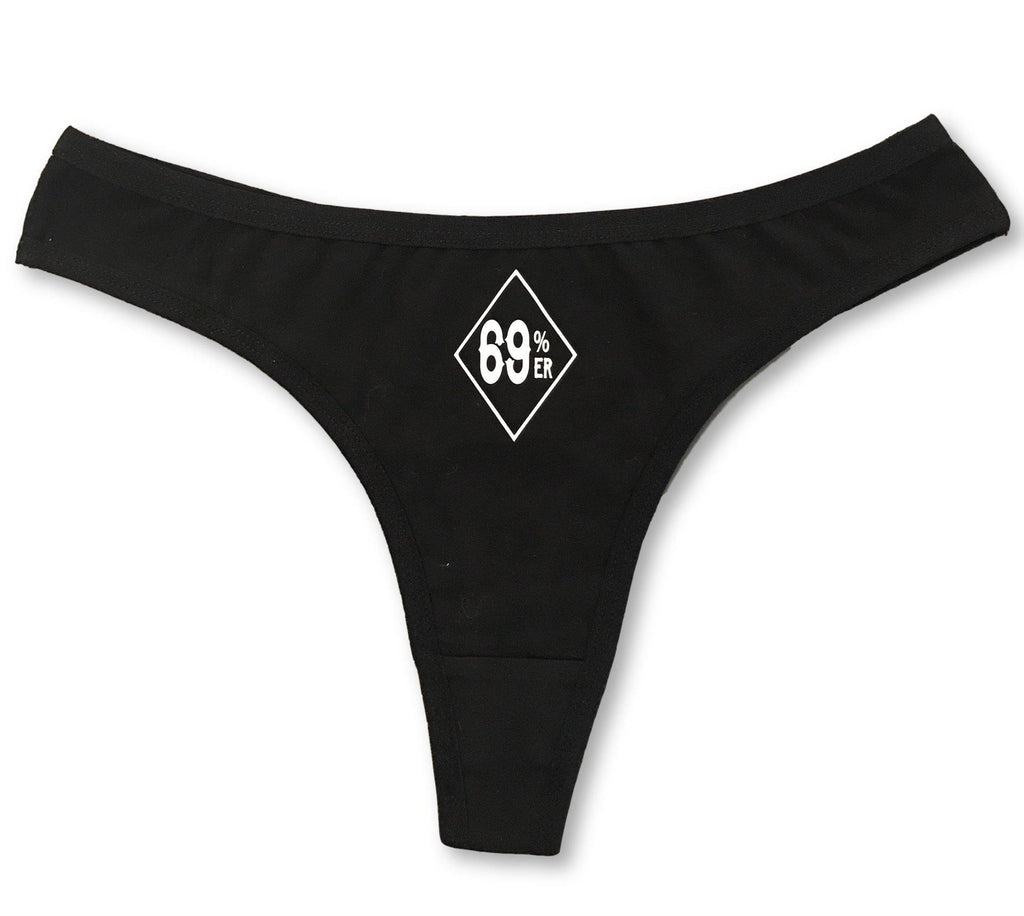 THIGHBRUSH® “69% ER DIAMOND COLLECTION" - Women's Thong Underwear - Black