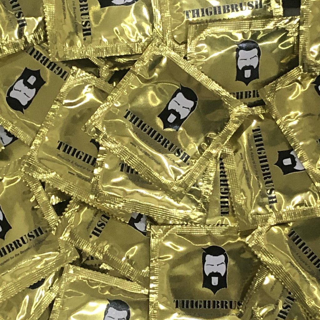 THIGHBRUSH® Condom in Gold Logo Packaging - thighbrush