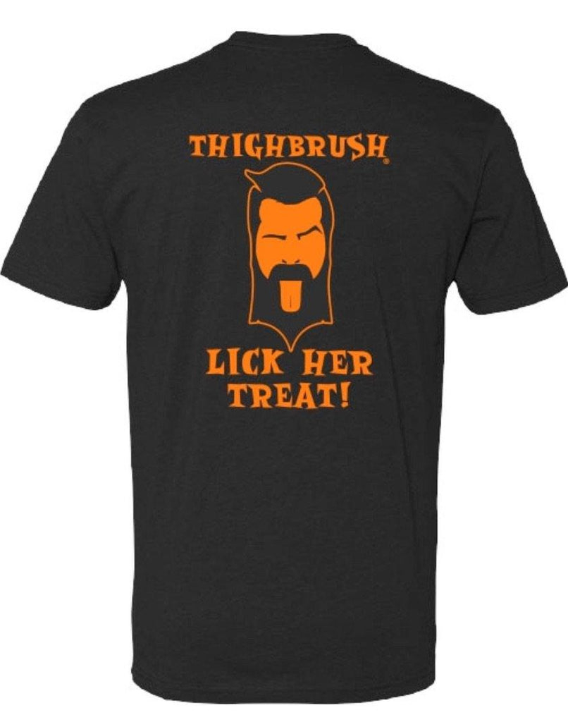 LIMITED EDITION - THIGHBRUSH® - "Lick Her Treat!” - Men's T-Shirt - Black - thighbrush
