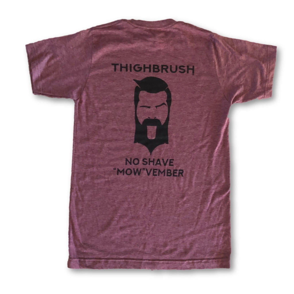 LIMITED EDITION - THIGHBRUSH® - No Shave "MOW"vember - Men's T-Shirt - Black Cherry and Black - thighbrush