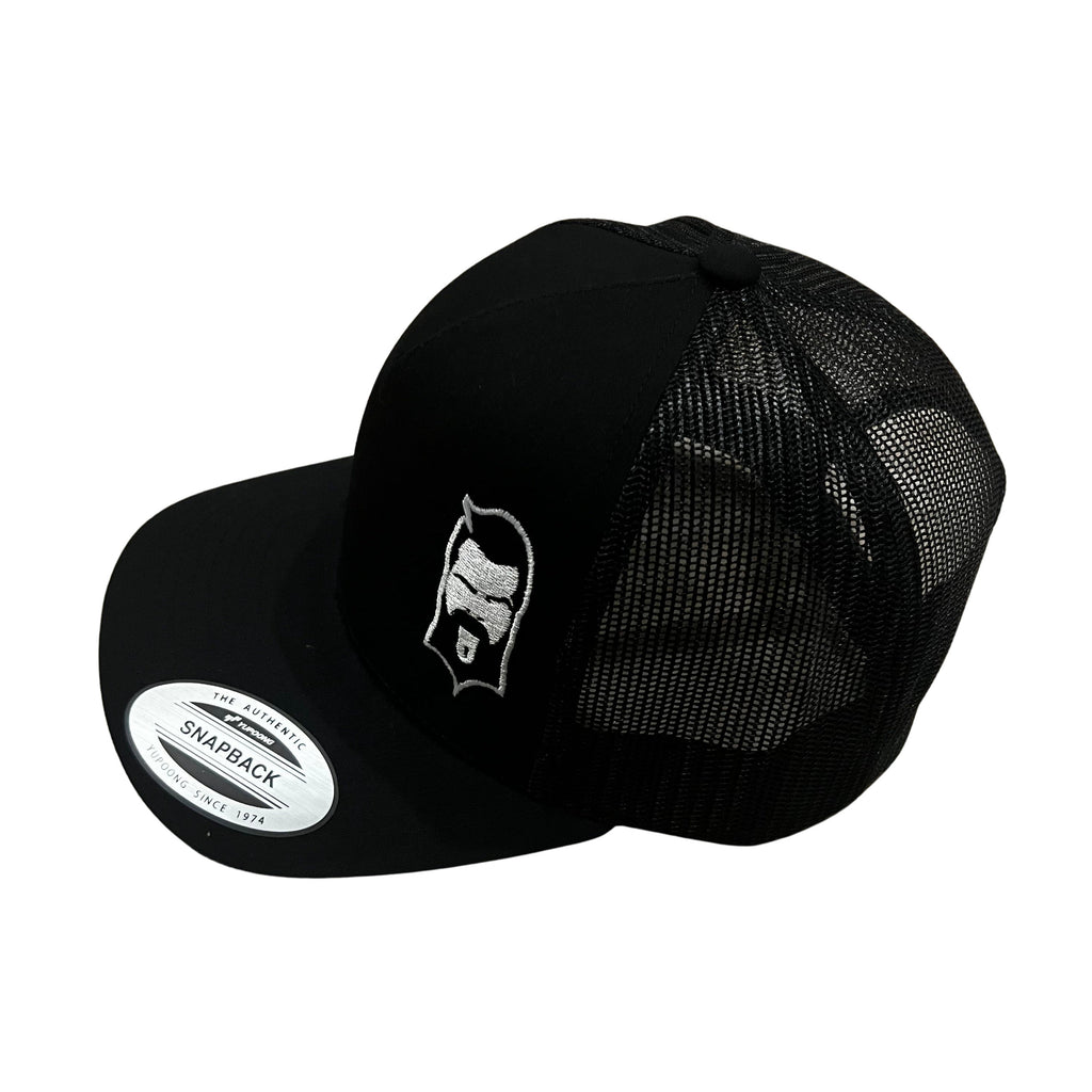 THIGHBRUSH® - Trucker Snapback Hat - 5-Panel with 2-Tone Face Logo - Black - 