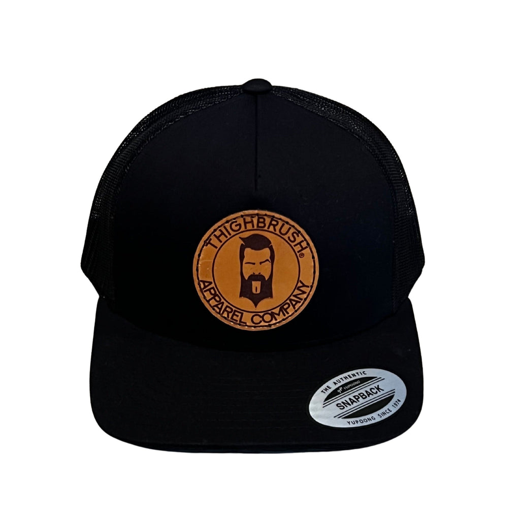 THIGHBRUSH® APPAREL COMPANY - Snapback Hat with Leather Patch - Black - 