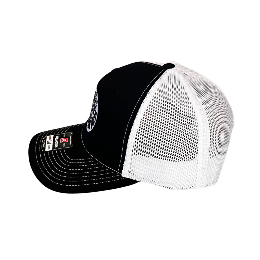 THIGHBRUSH® BEARD RIDING COMPANY - Trucker Snapback Hat - Black with White Stitching - 