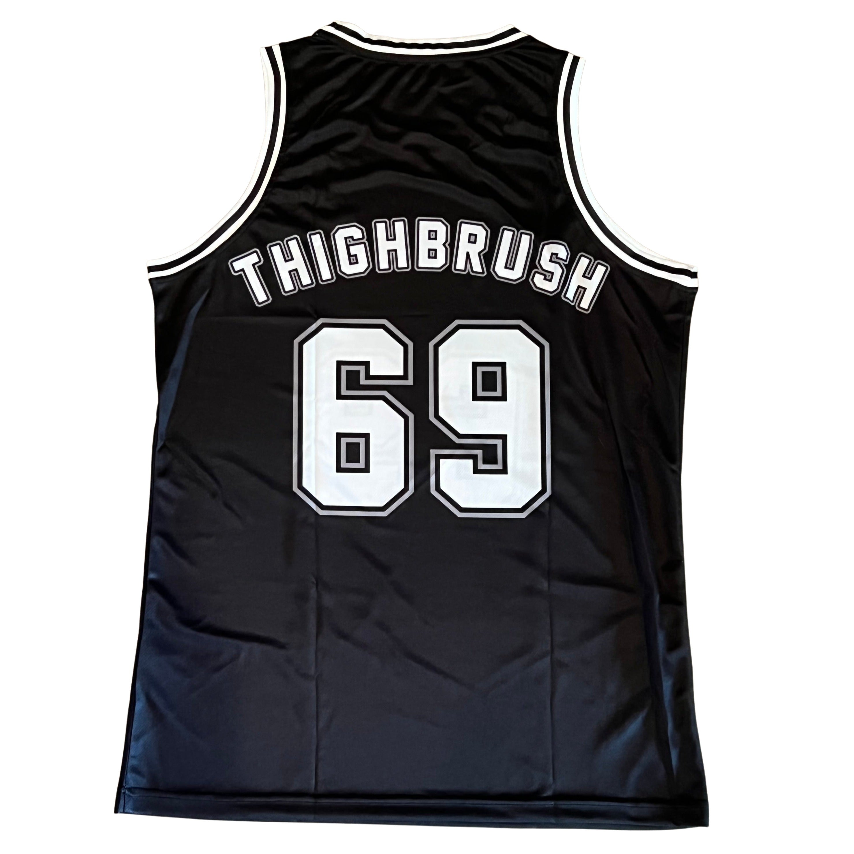 THIGHBRUSH® ATHLETICS - THIGHBRUSH 69 - HOME - MEN'S EMBROIDERED FOOTBALL  JERSEY - BLACK