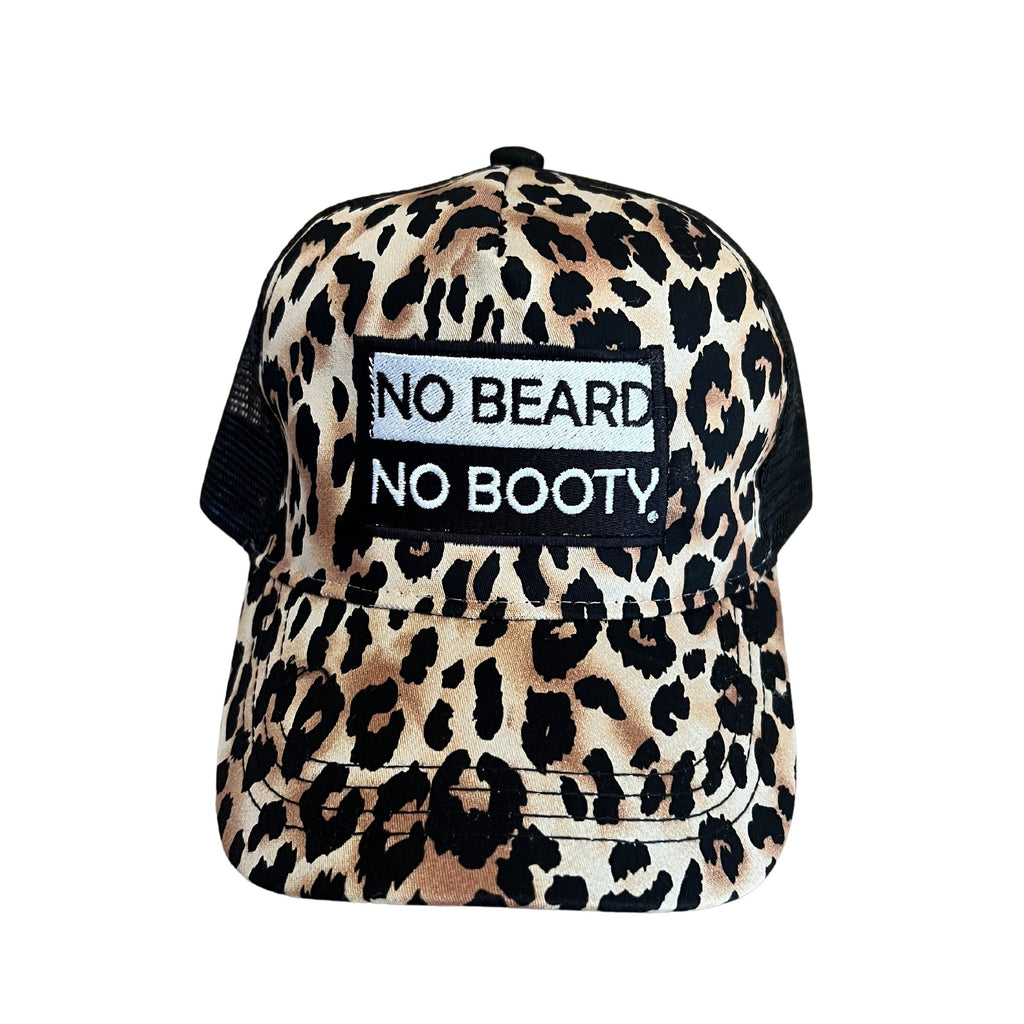 NO BEARD NO BOOTY® COLLECTION by THIGHBRUSH® - Ponytail Trucker Snapback Hat - Leopard