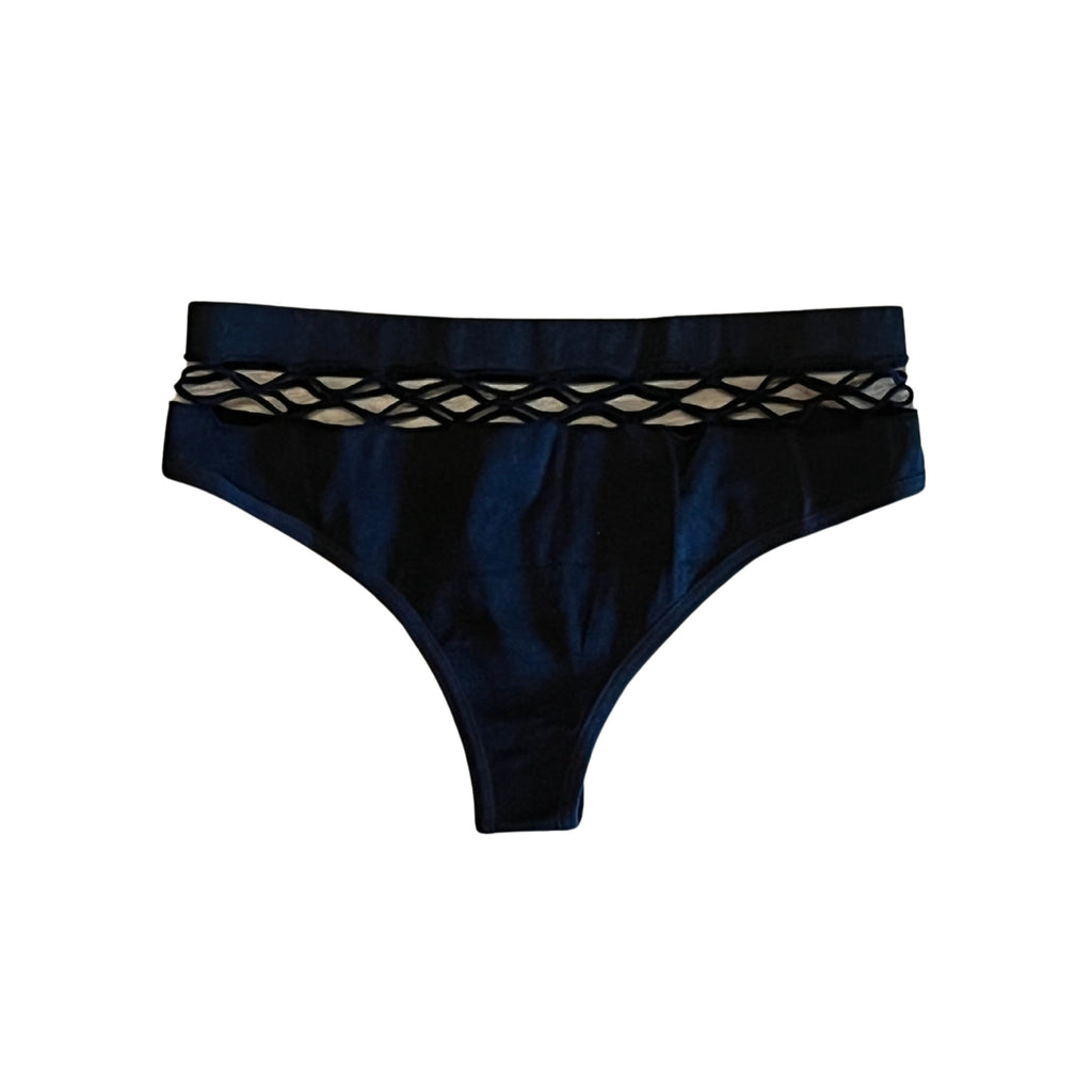 THIGHBRUSH® - Women's Fishnet Thong Underwear - Black