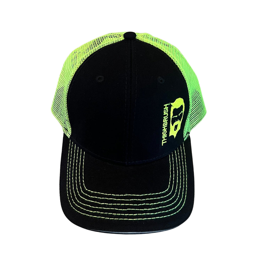 THIGHBRUSH® - Two Tone Trucker Snapback Hat - Black and Neon Yellow - 