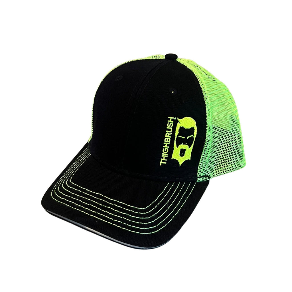 THIGHBRUSH® - Two Tone Trucker Snapback Hat - Black and Neon Yellow - 