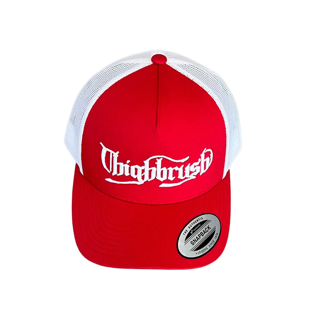 THIGHBRUSH® “OUTLAW" - Trucker Snapback Hat - Red and White - 