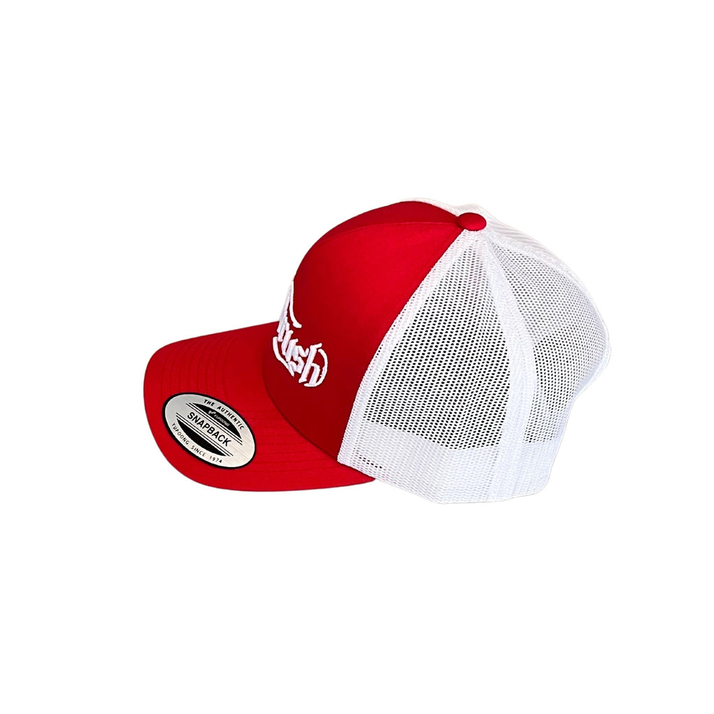 THIGHBRUSH® “OUTLAW" - Trucker Snapback Hat - Red and White - 