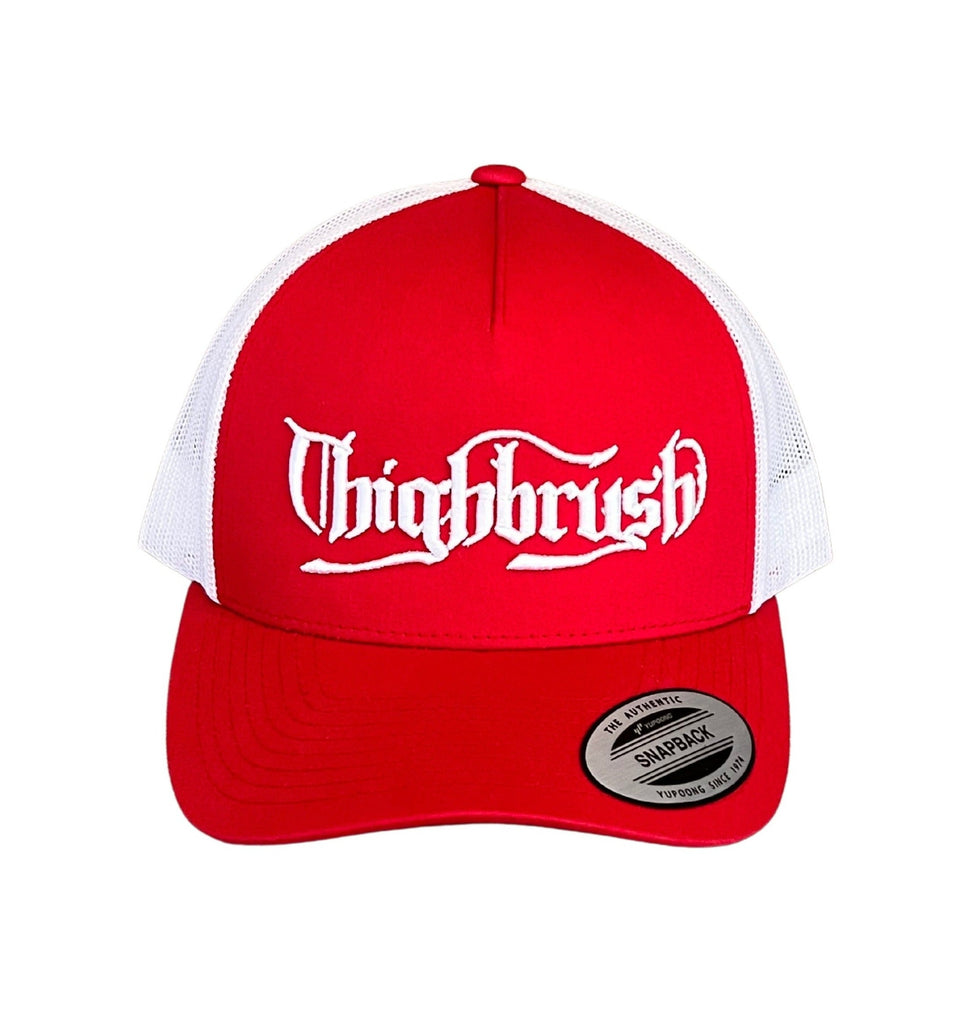 THIGHBRUSH® - "OUTLAW" - Trucker Snapback Hat - Red and White