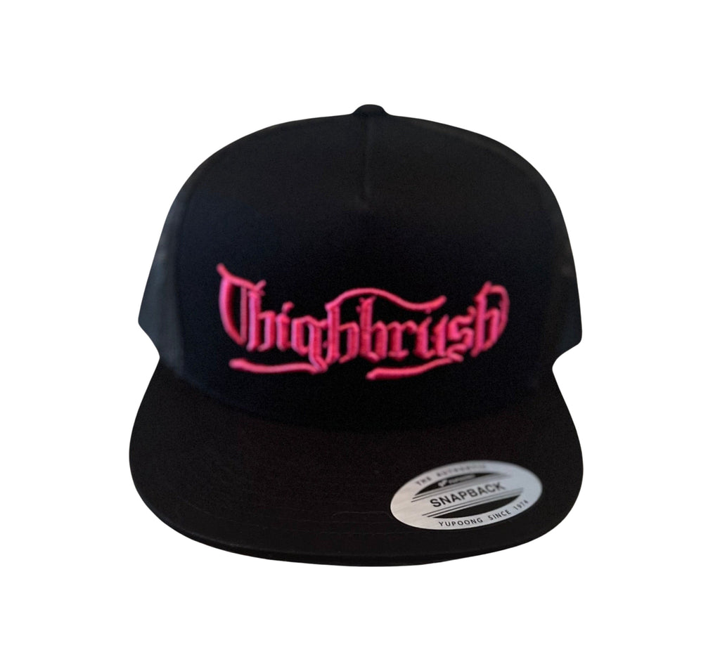 THIGHBRUSH® “OUTLAW" - Flat Bill Trucker Snapback Hat - Black with Pink