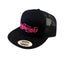 THIGHBRUSH® - OUTLAW - Flat Bill Trucker Snapback Hat - Black with Pink