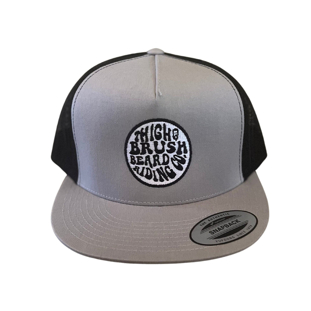 THIGHBRUSH® BEARD RIDING COMPANY - Trucker Snapback Hat - Silver and Black - Flat Bill - 