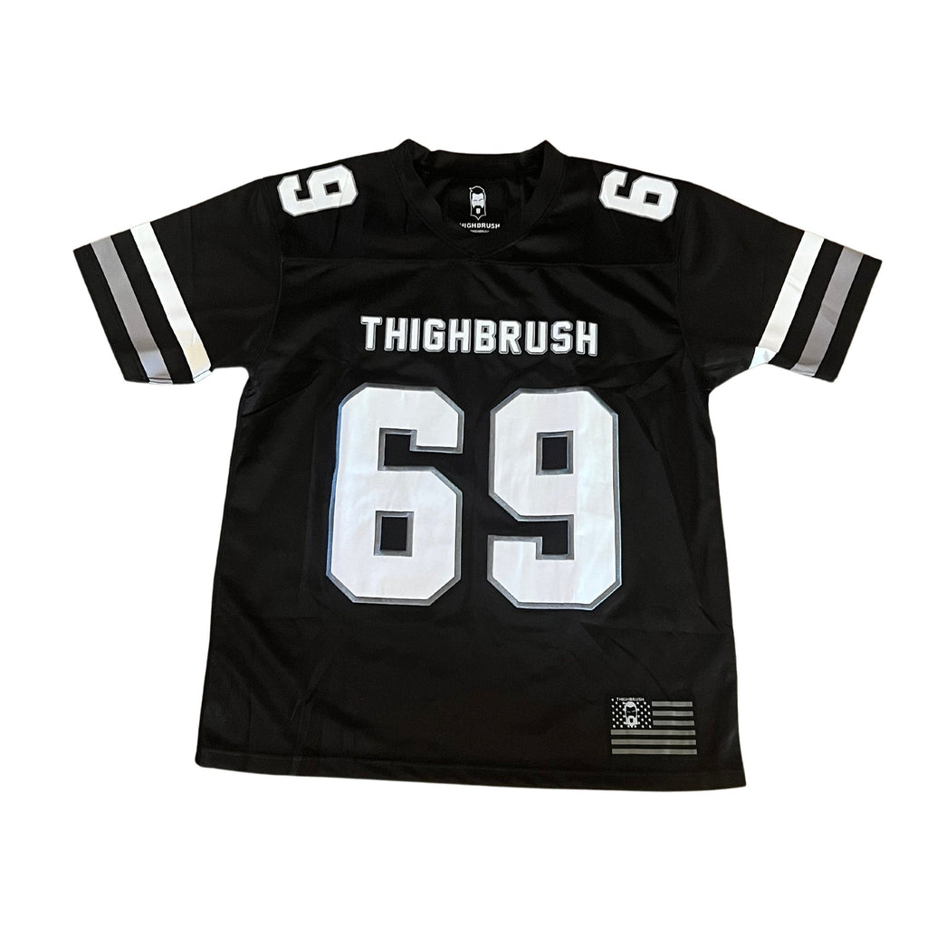 THIGHBRUSH® ATHLETICS - "THIGHBRUSH 69 - HOME" - MEN'S EMBROIDERED FOOTBALL JERSEY - BLACK