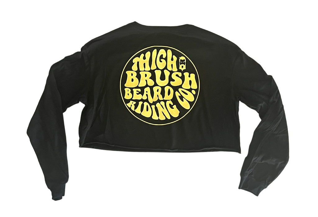 THIGHBRUSH® BEARD RIDING COMPANY - Women's Long Sleeve Cropped Top - Black with Gold - 