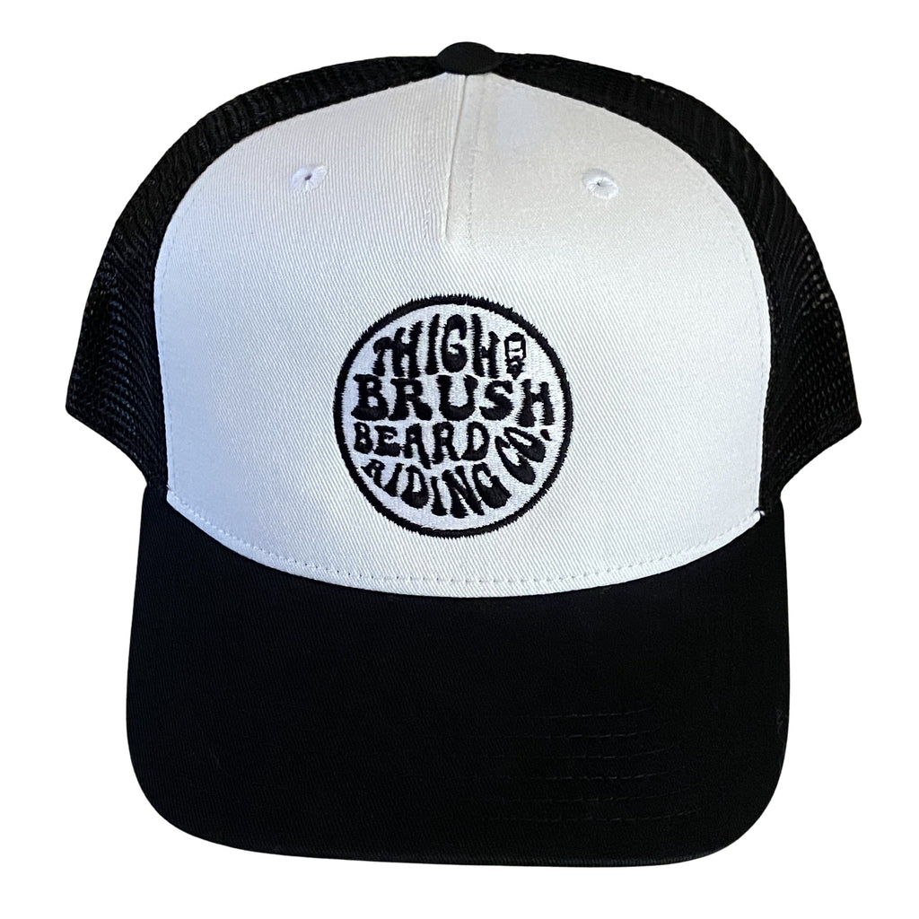 THIGHBRUSH® BEARD RIDING COMPANY - Trucker Snapback Hat - White and Black