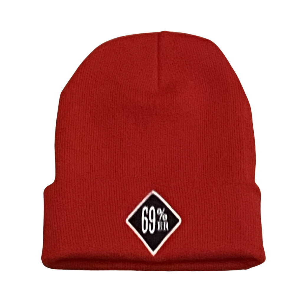 THIGHBRUSH® "69% ER DIAMOND COLLECTION" - Cuffed Beanies - Diamond Patch on Front - Red