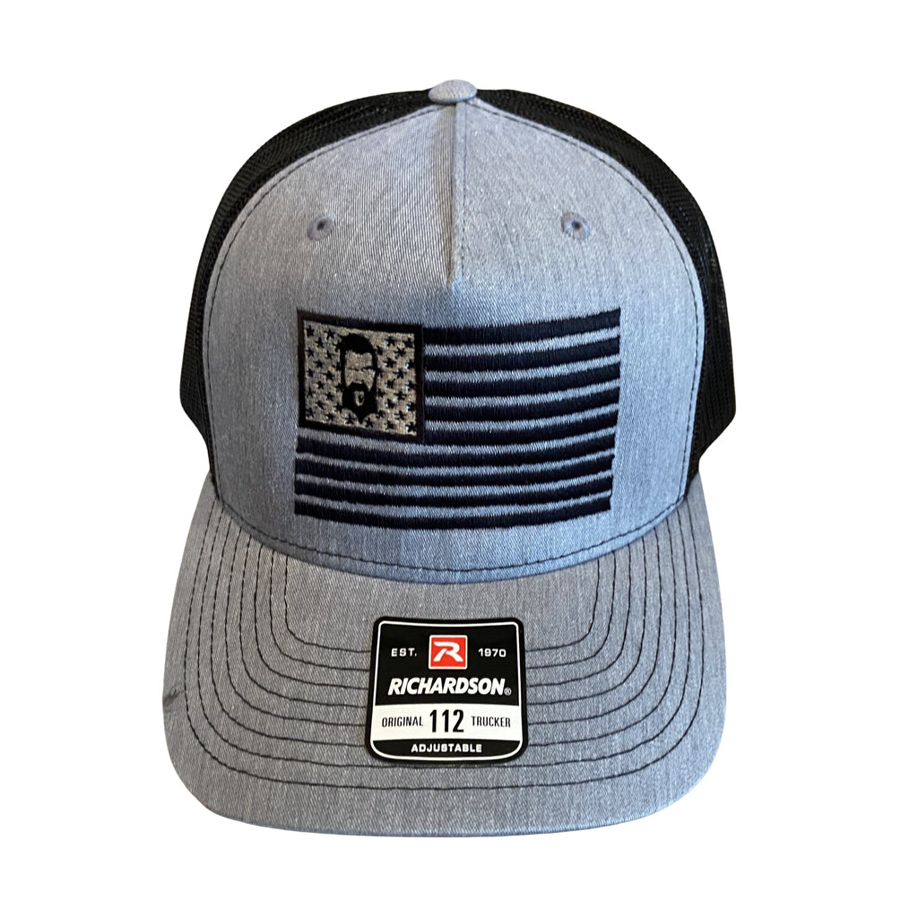 THIGHBRUSH® - Flag Trucker Snapback Hat - Grey and Black