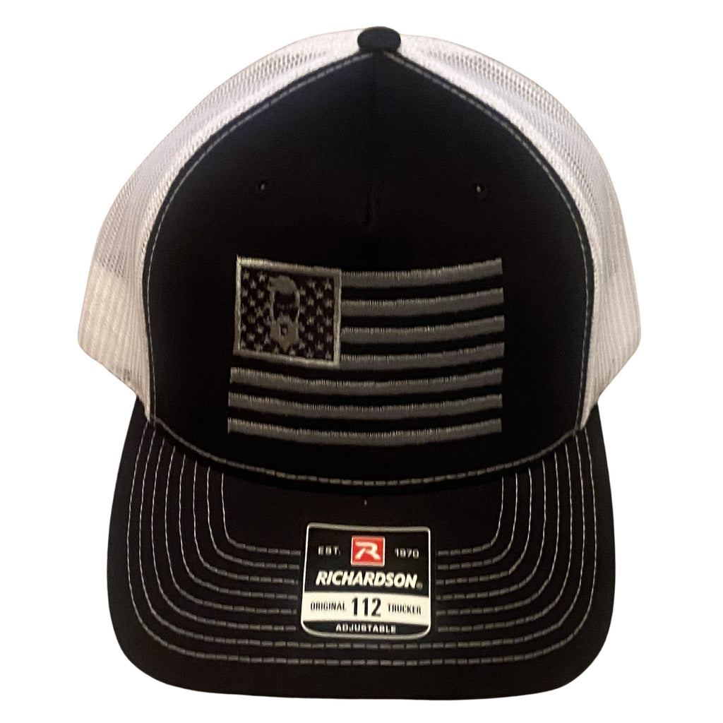 THIGHBRUSH® Patriotic Trucker Snapback Hat - Black and White - 