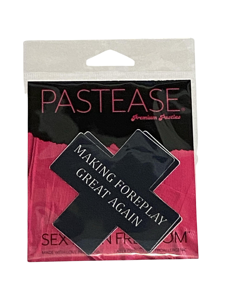 PASTEASE® Premium Pasties - THIGHBRUSH® "Making Foreplay Great Again" - Cross in Black